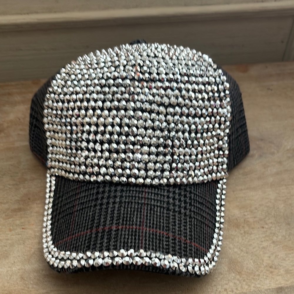 Black Rhinestone Embellished Baseball Cap